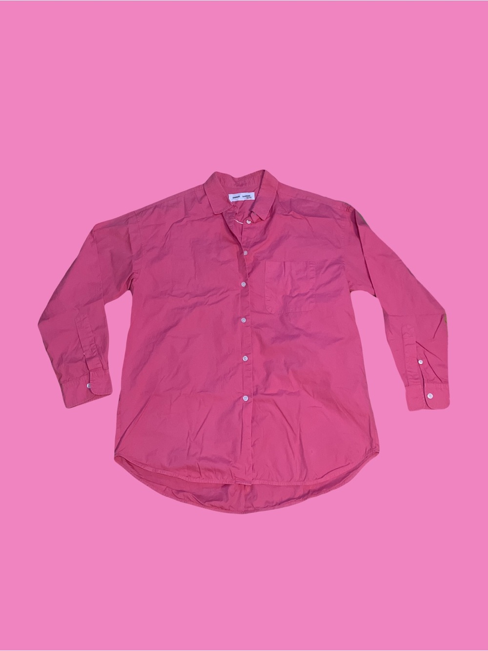 Samsoe Samsoe Women's Pink Button-Down Shirt oversized long sleeve front pocket